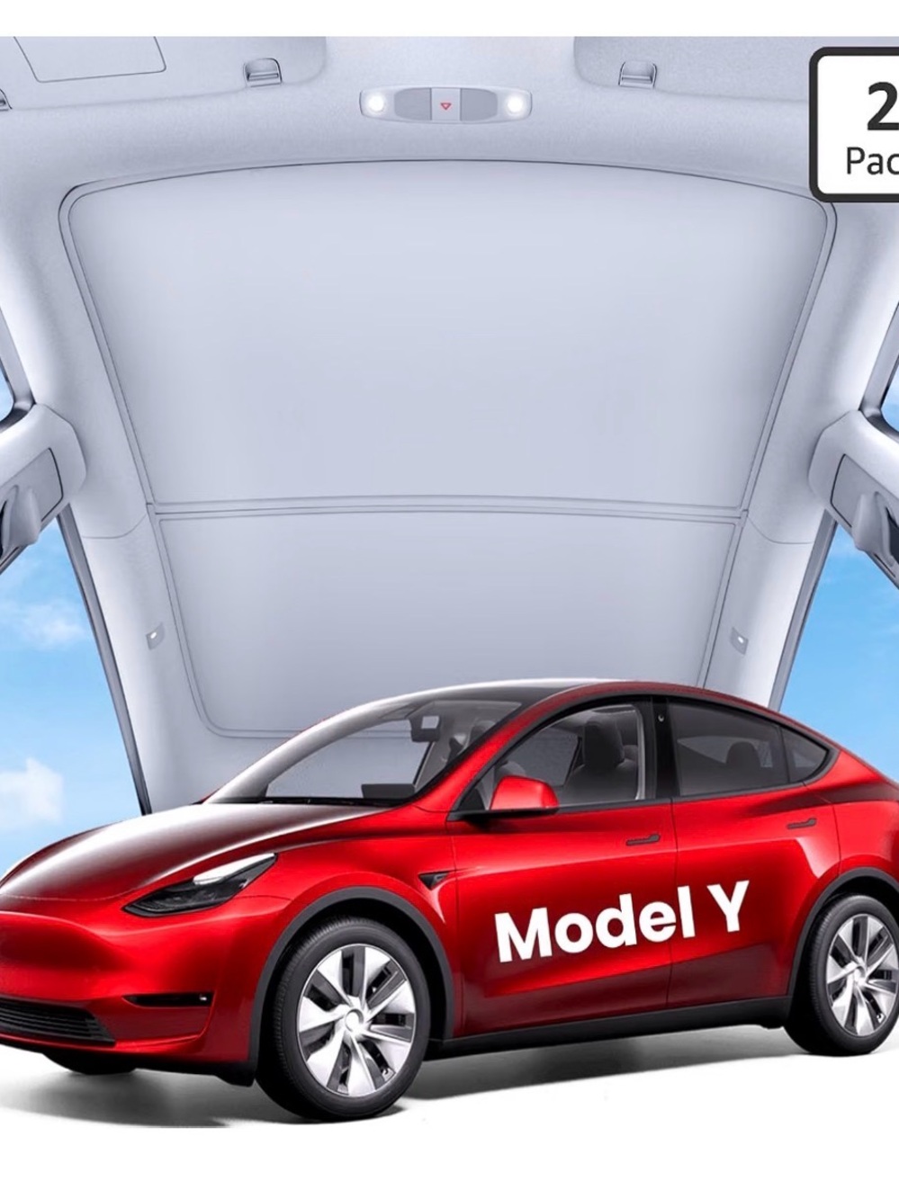Tesla Model Y (2025-2020) Sunshade Roof Accessories, Gray OEM Fit; Full Blackout